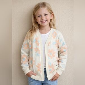 Kids Floral Knit Cardigan